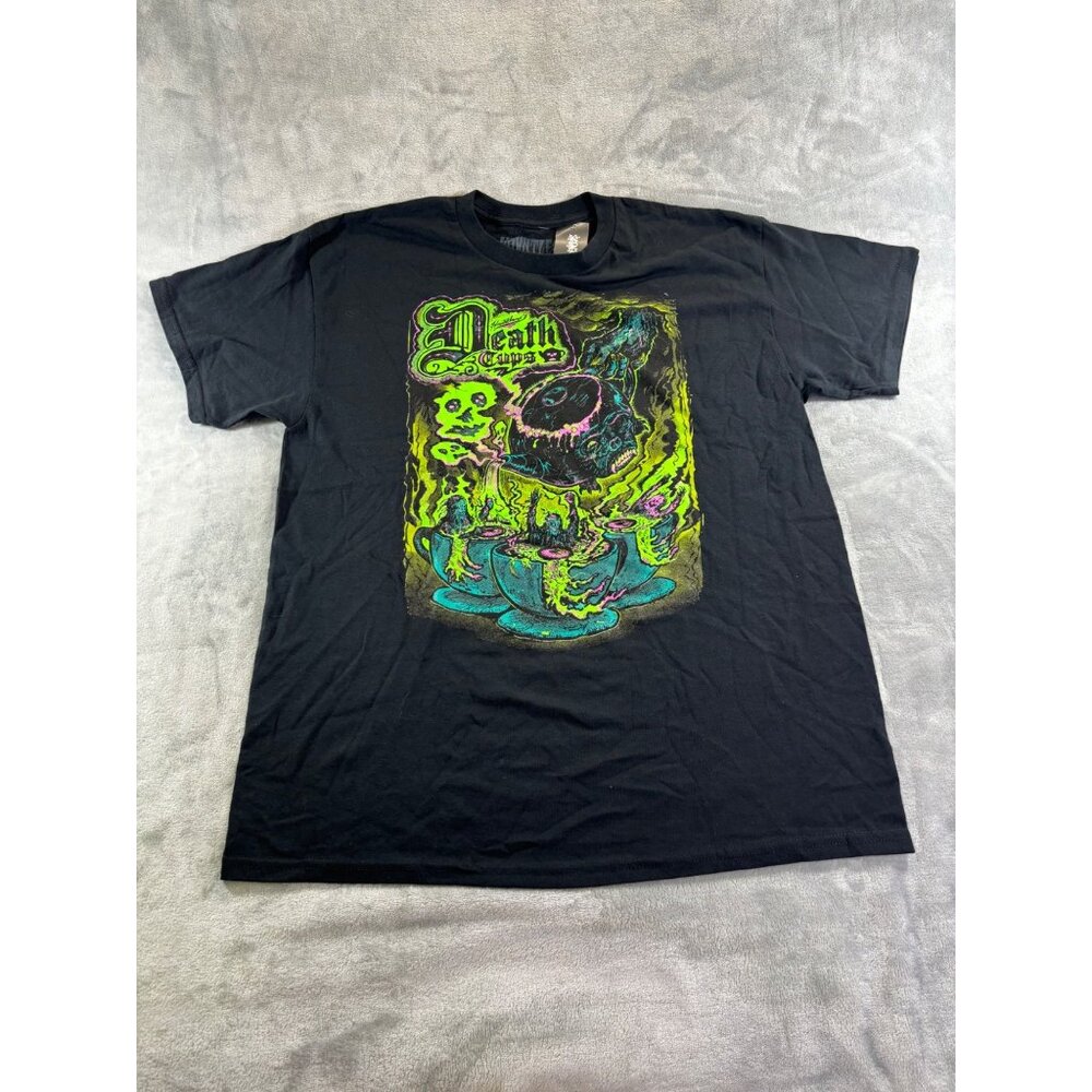 Hauntless mens shirt Large Death Cups Graphic T-shirt Black Cotton